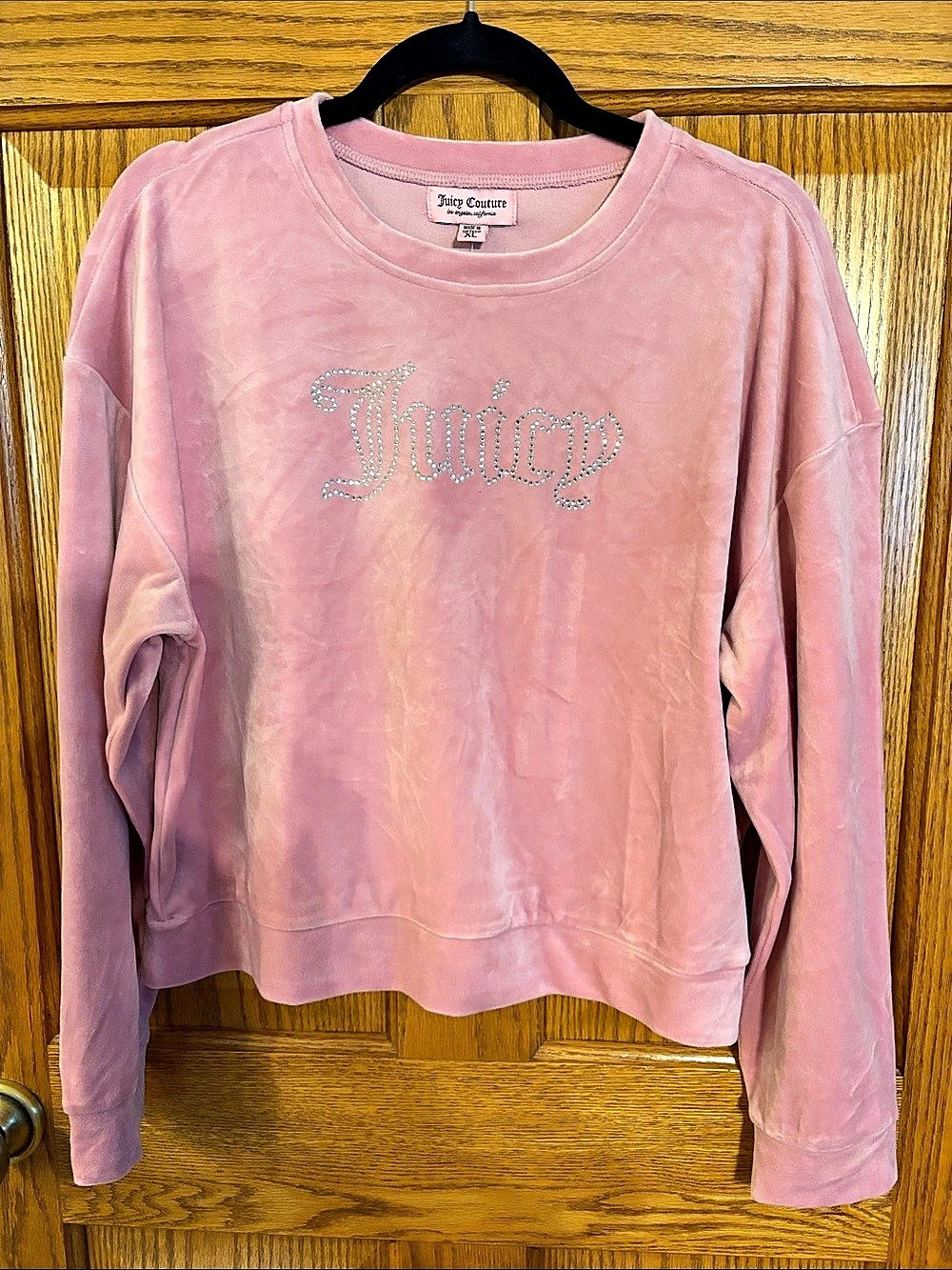 Juicy Couture Classic Velour Crew Neck Velour Crew Neck in Pink XL NWT